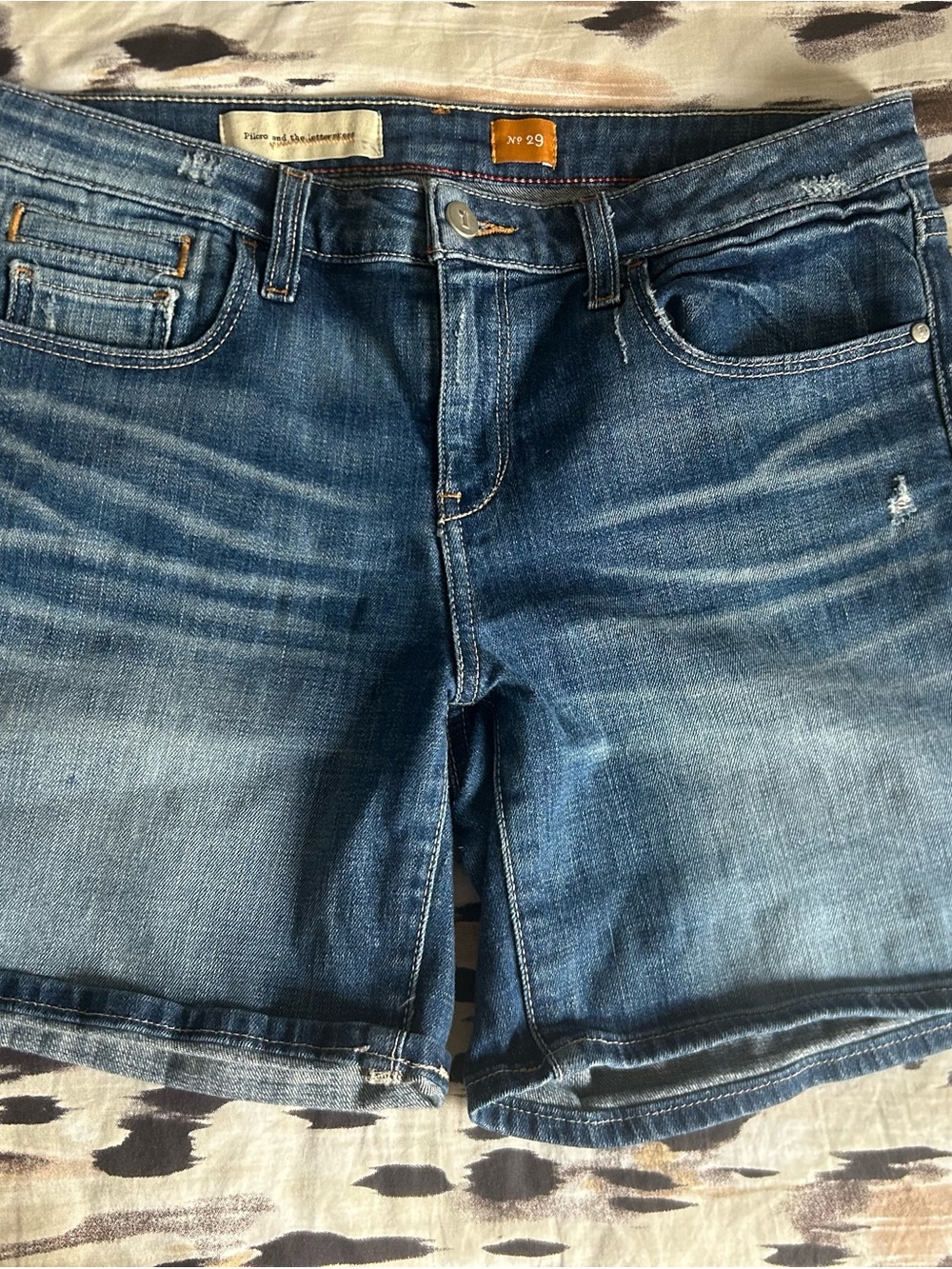 Pilcro and the Letterpress Blue Denim Jeans with Tan Accent